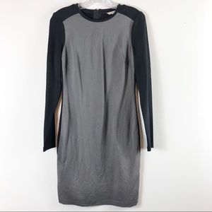 Banana Republic close fit sheath grey black long sleeve midi dress